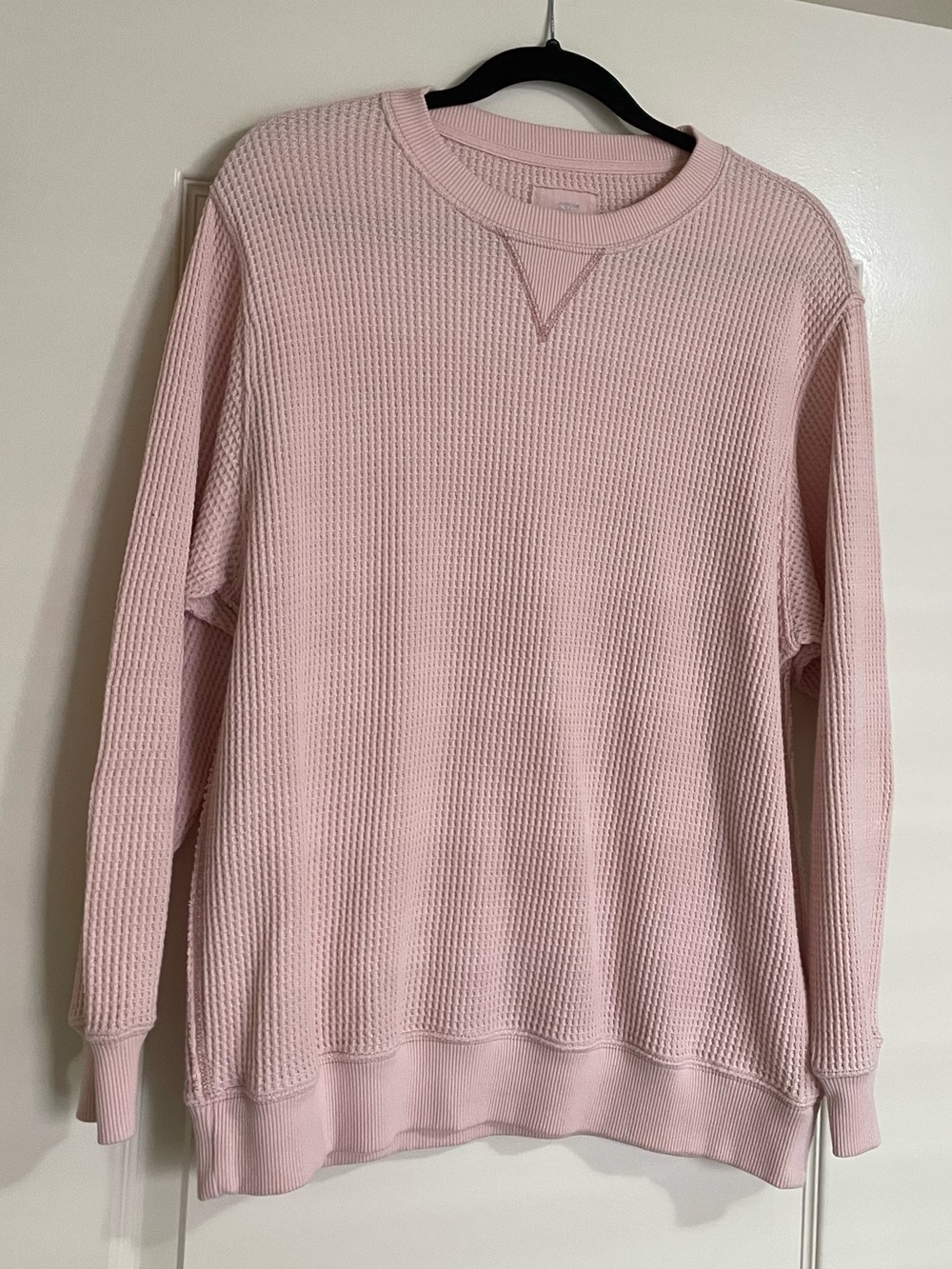 Aerie Waffle Knit Pullover Sweater XS Pink